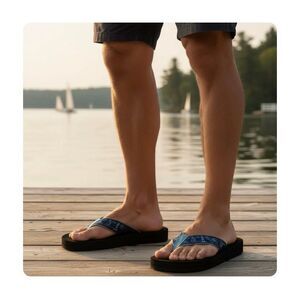 Tidewater Men On the Water Coastal Sailboat Blue Sandals Flip Flops Size 12 NWT